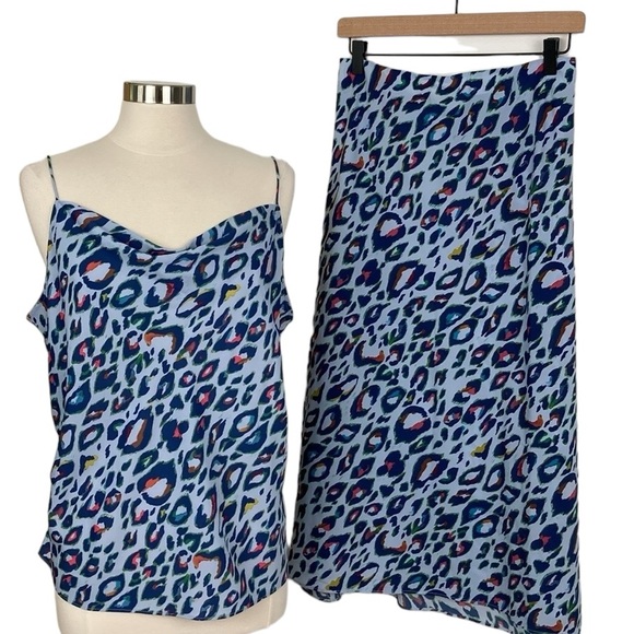 Nine West Blue Leopard Print Cami & Skirt 2 Piece Set - Picture 12 of 14